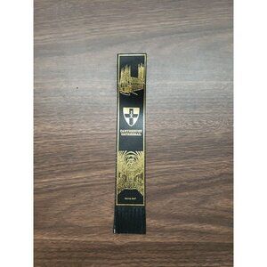 Canterbury Cathedral Facing East Black & Gold Leather Bookmark Vintage Souvenir